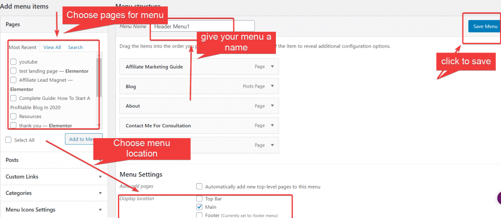 how to create menus in wordpress
